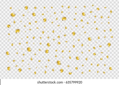Vector set of realistic isolated oil droplets on the transparent background.