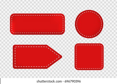 Vector set of realistic isolated red price tag coupons for decoration and covering on the transparent background. Concept of discount and sale.