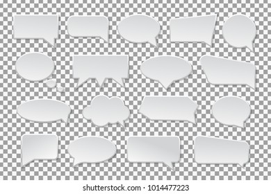 Vector set of realistic isolated speech bubbles for decoration and covering on the transparent background.