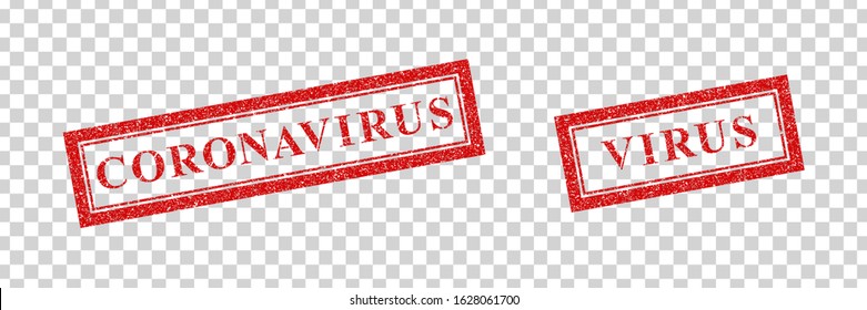 Vector set of realistic isolated stamps of Virus and Coronavirus for template decoration on the transparent background.