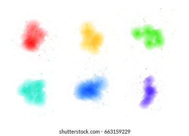 Vector set of realistic isolated watercolor stains for decoration and covering on the white background.