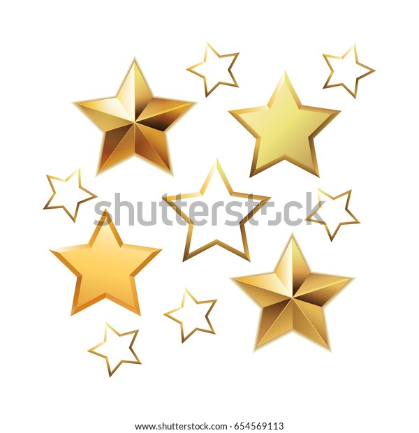 Vector Set Realistic Metallic Golden Stars Stock Vector (Royalty Free ...