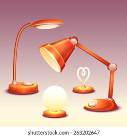 Vector set of realistic office reading - lamps.