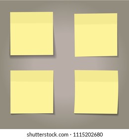 vector set of realistic paper yellow memo sheets