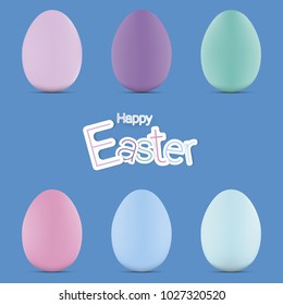 Vector set of realistic pastel eggs. Design for invitation, card, menu, flyer, banner, poster, voucher.