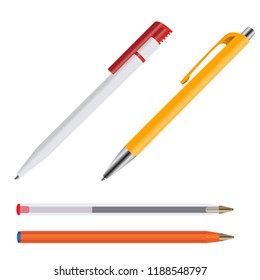 Vector Set of realistic pens, isolated on white background. Vector illustration.