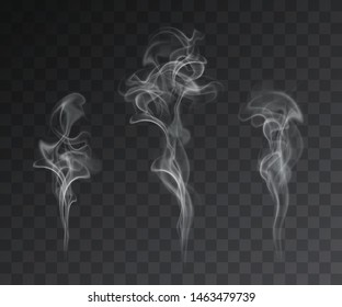 Vector set of realistic smoke effects on dark background