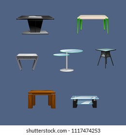 vector set of realistic tables modern design furniture avant-garde forms