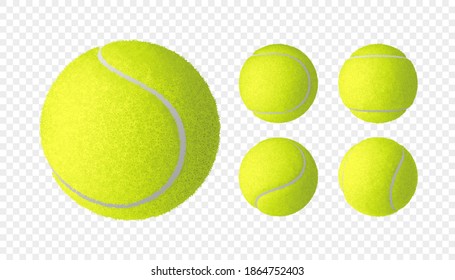 Vector set of realistic tennis balls isolated on checkered background. RGB. Global colors - Shutterstock ID 1864752403