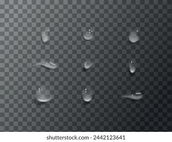 Vector set of realistic water drops.
Rain or Steam Through Glass