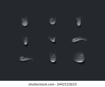 Vector set of realistic water drops.
Rain or Steam Through Glass
