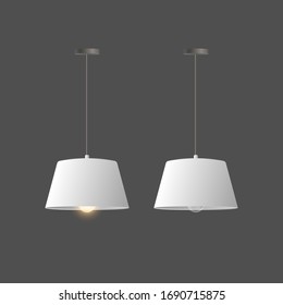 Vector set of realistic white chandeliers. Chandelier. Loft style. Interior design element.