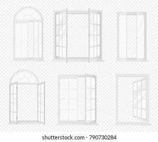 Vector set of realistic windows isolated on the alpha transperant background.