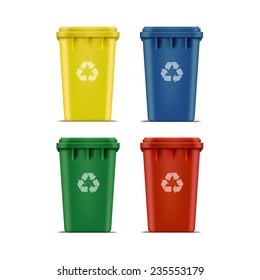 Vector Set Recycle Bins for Trash and Garbage Isolated on White Background