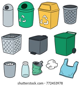 vector set of recycle garbage