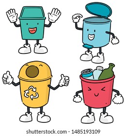 vector set of recycle garbage cartoon