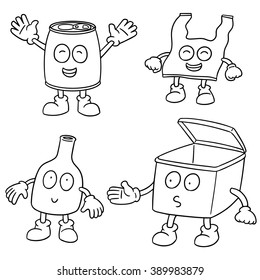 vector set of recycle garbage cartoon