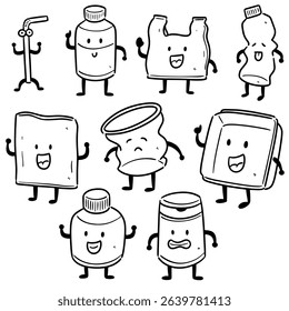 vector set of recycle item cartoon