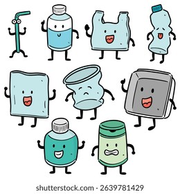 vector set of recycle item cartoon