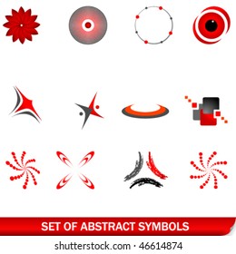 Vector set of red abstract symbols