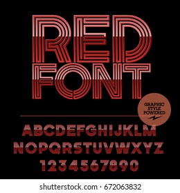 Vector set of red alphabet letters. Contains graphic style. Icon with text Red Font