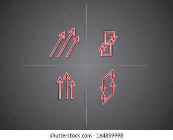 Vector set of red arrows