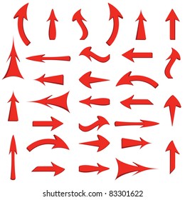 Vector set of red arrows