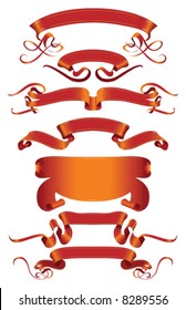 Vector set of red banners, ribbons.