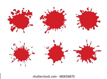 vector Set of Red Blood Splashes and splatters isolate on white background
