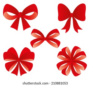 Vector set. Red bows.