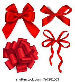 Vector set of red bows