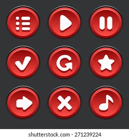 Vector set of red buttons for gaming interfaces