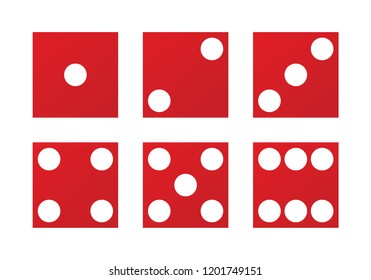 Vector set of red casino dice top view