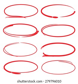 vector set of red circles, red line markers