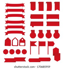 Vector set of red design elements