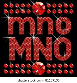 vector set of red diamond letters and numbers big and small