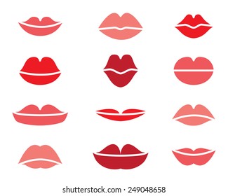 vector set of red female lips