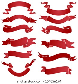 vector set of red gradient ribbons for your text