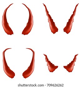 Vector Set of Red Horns Isolated on White Background