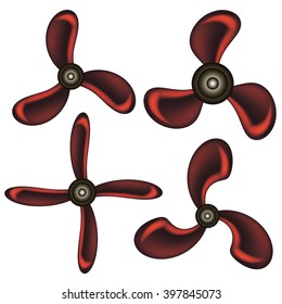 Vector Set of Red Propeller Icons