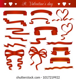 Vector set of red ribbons