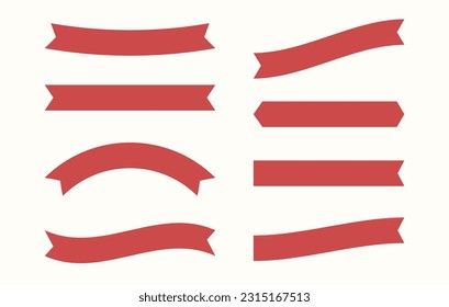 Vector Set of Red Ribbons