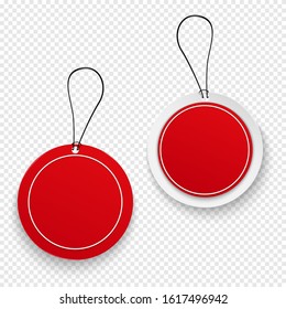 Vector set of red sale tags. Vector illustration on transparent background