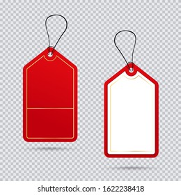 Vector set of red sale tags. Vector illustration on transparent background