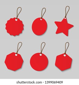 Vector set red tags.Label for Price.
