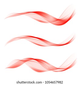 Vector set of red translucent waves.