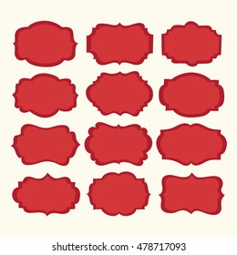 Vector set red vintage labels and frames. Vector illustration