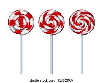 Vector set with red and white candies on white background