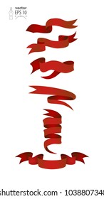 Vector set of red wriggling ribbons