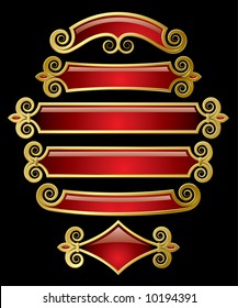 Vector set of red-gold banners